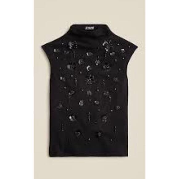 J. Crew Stretch Sequin Embellished Sleeveless Mock Neck Sz M#360 - Picture 1 of 3